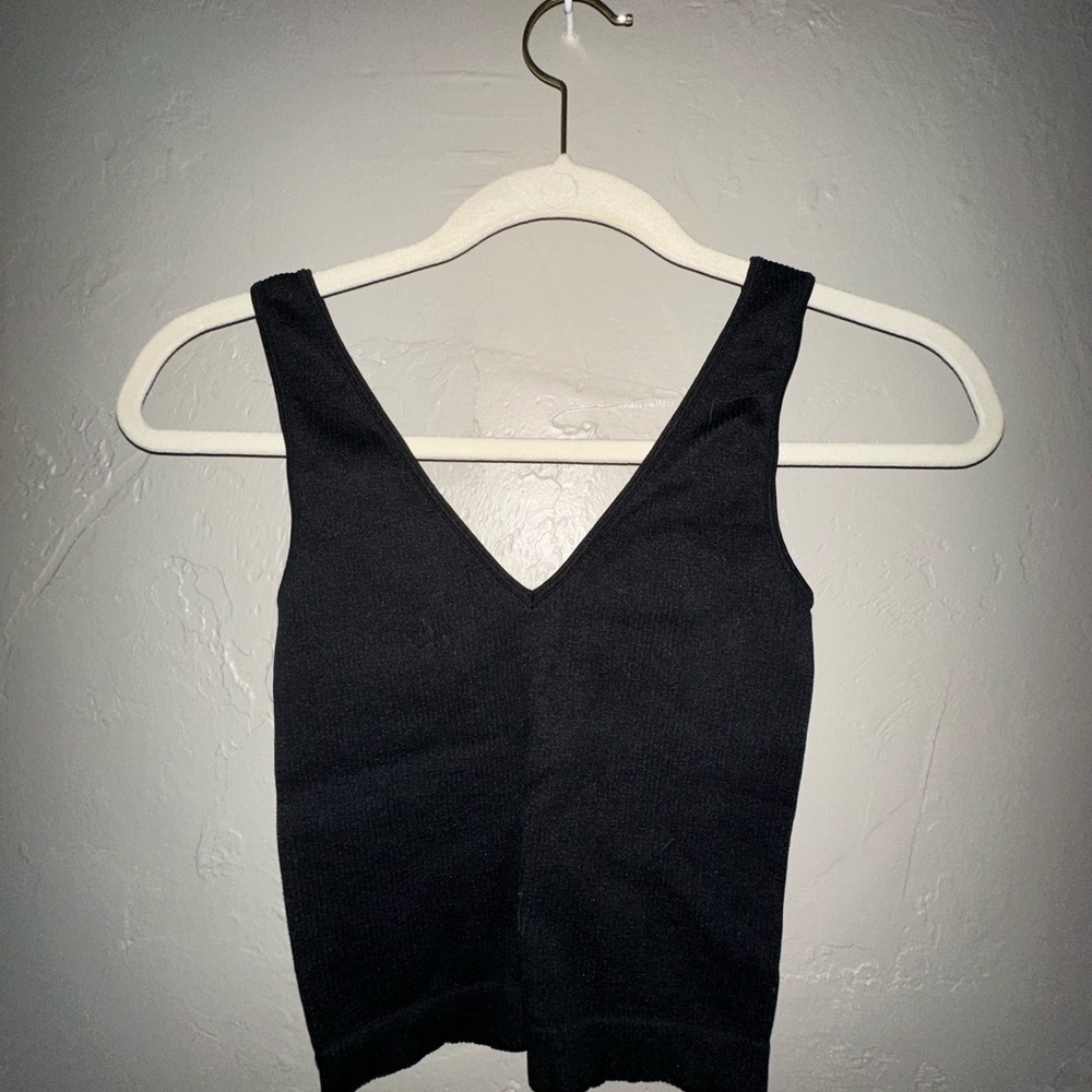 Black V-Neck Women's Top